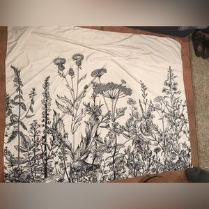 Wild flower/herbs black and white tapestry